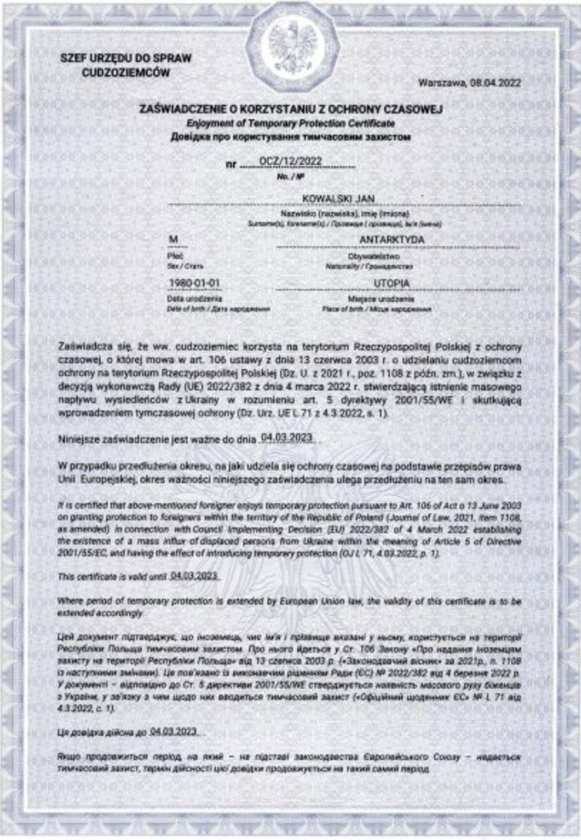 тимчасовий захист для українців у Польщі. Чи продовжено песель укр?