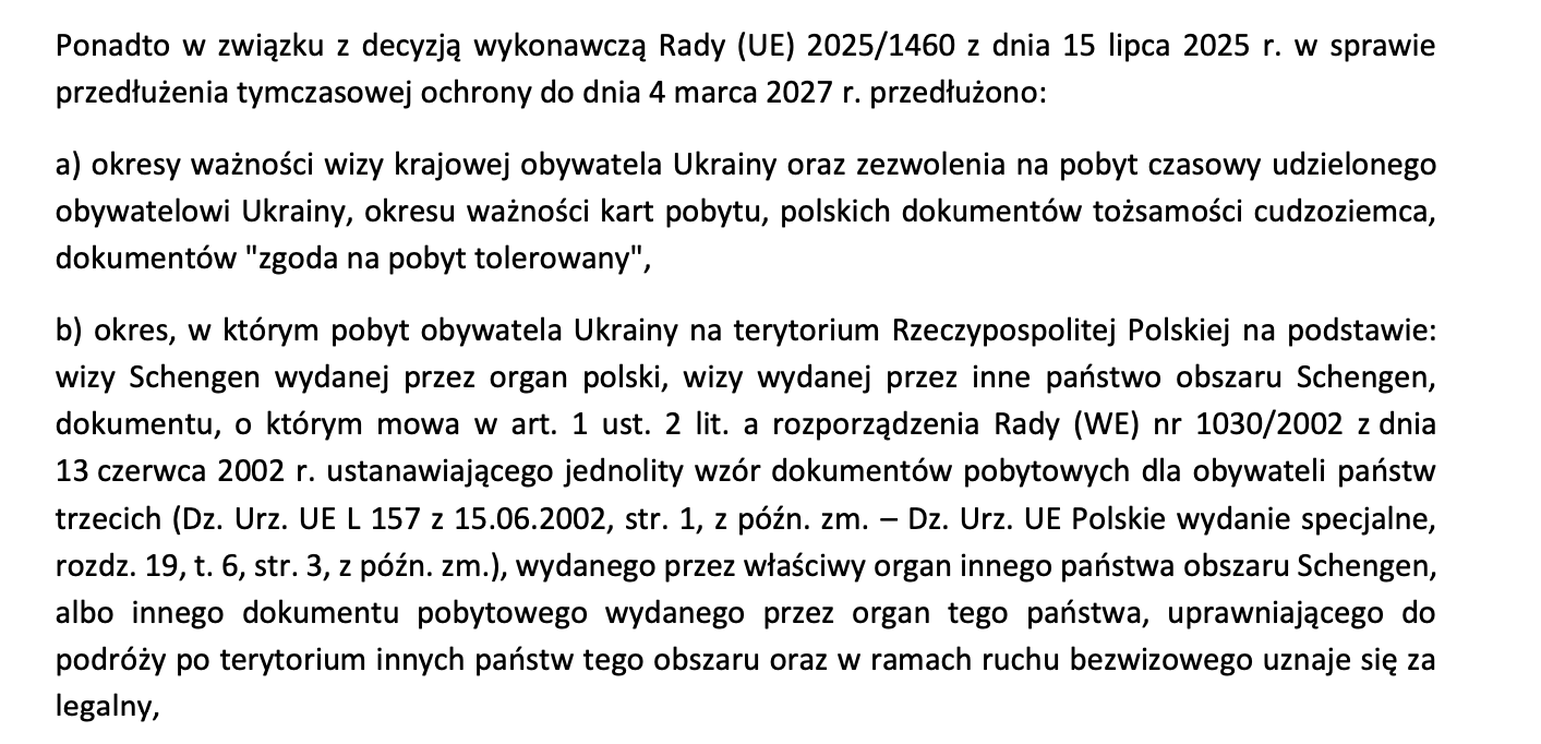 продовження тимчасового захисту для українців у польщі до 2027