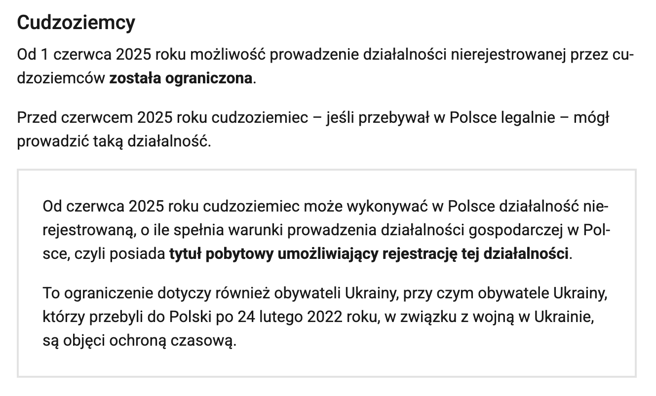 як відкрити незареєстровану діяльність у Польщі
